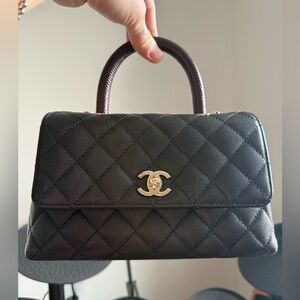 Chanel Coco Mini Handle with Burgundy Lizard